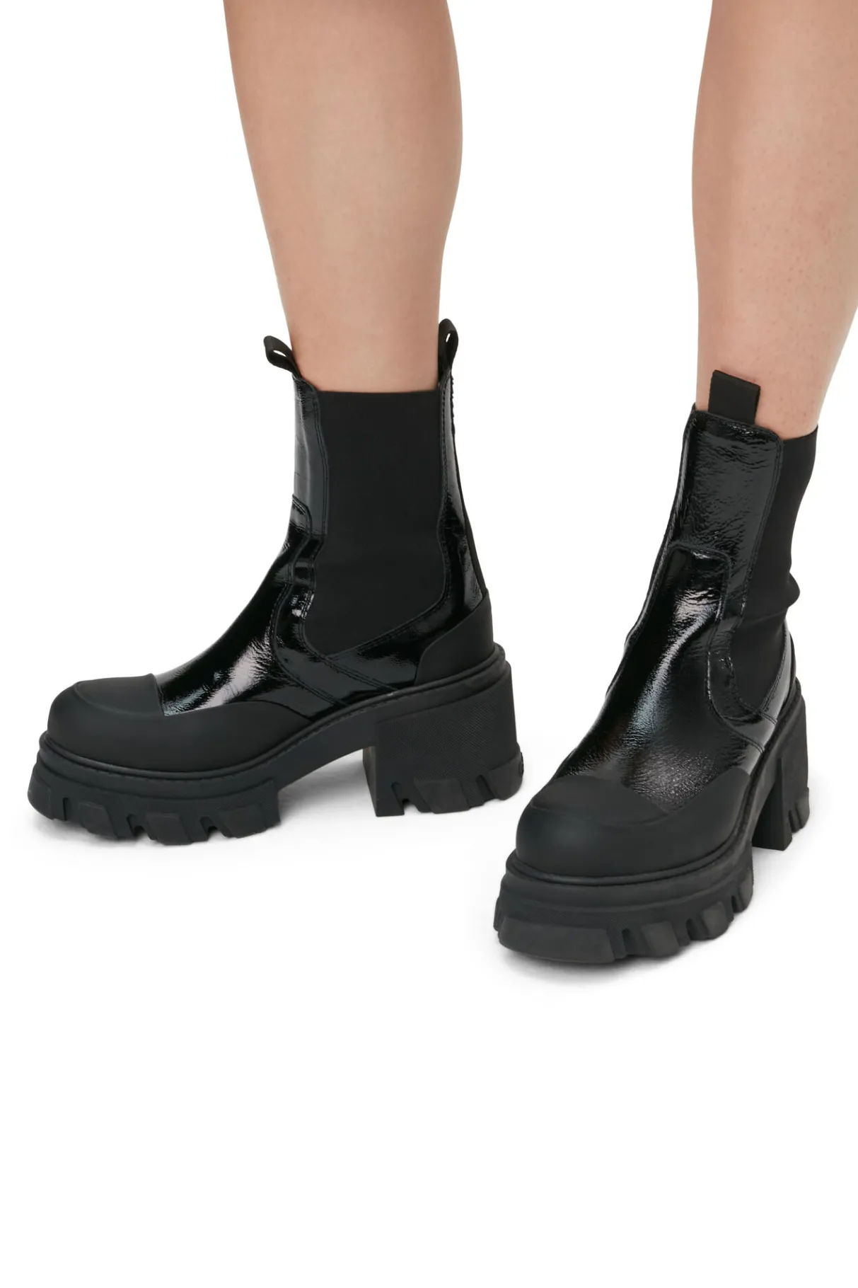 Cheap GANNI Cleated Mid Chelsea Boots Black