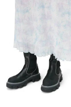 Outlet GANNI Cleated Mid Chelsea Boots Black