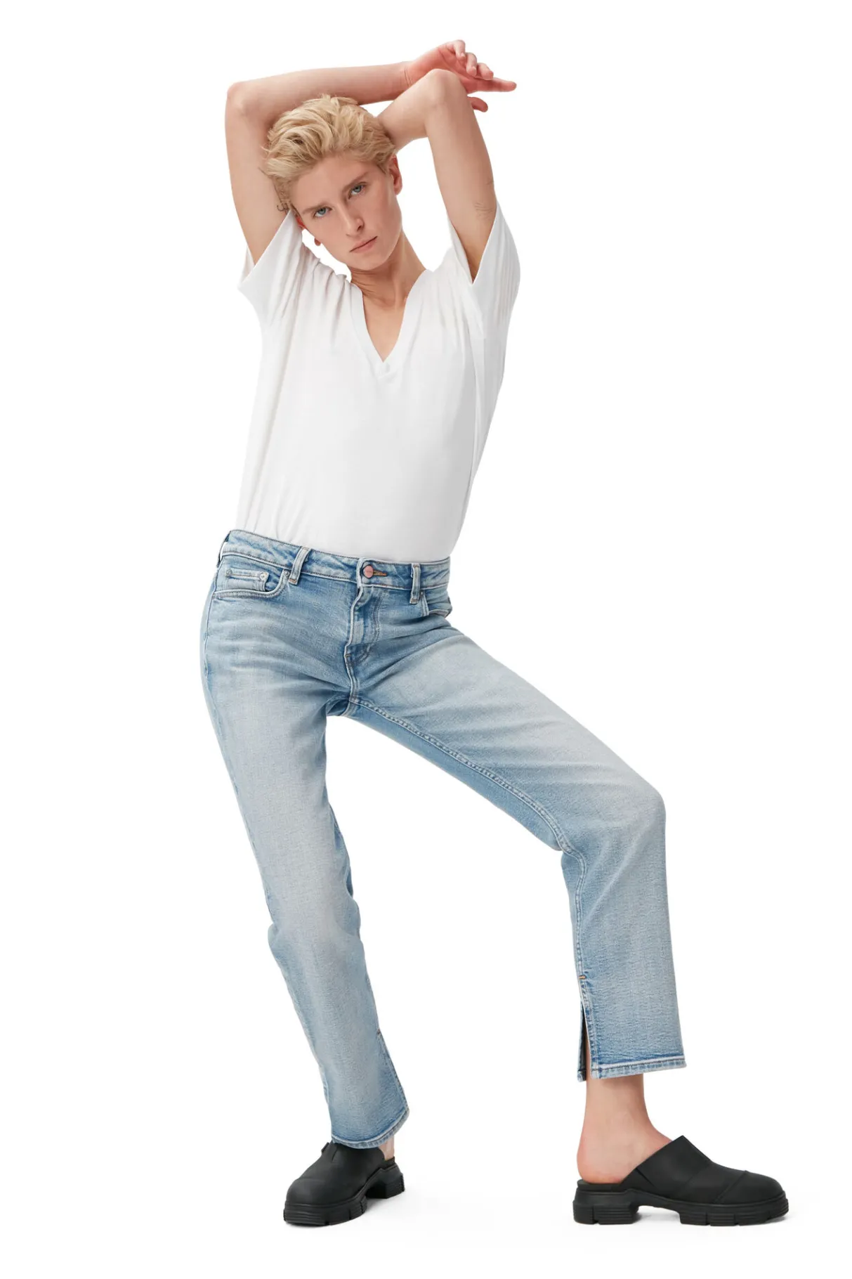 Cheap GANNI Comfort Stretch Beksi Light Blue Vintage