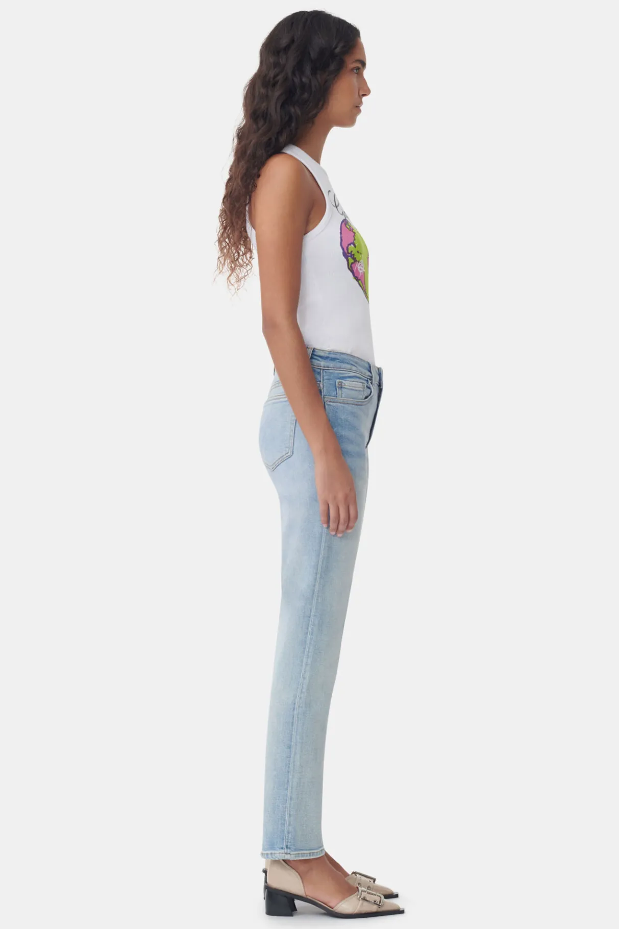 Cheap GANNI Comfort Stretch Beksi Light Blue Vintage