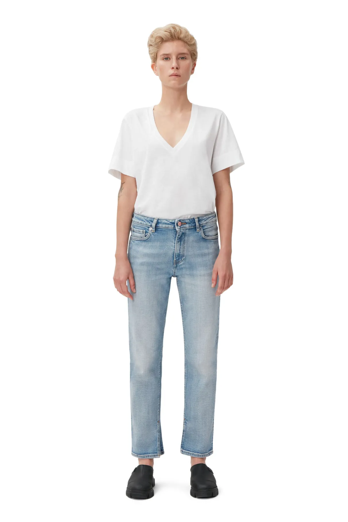 Cheap GANNI Comfort Stretch Beksi Light Blue Vintage