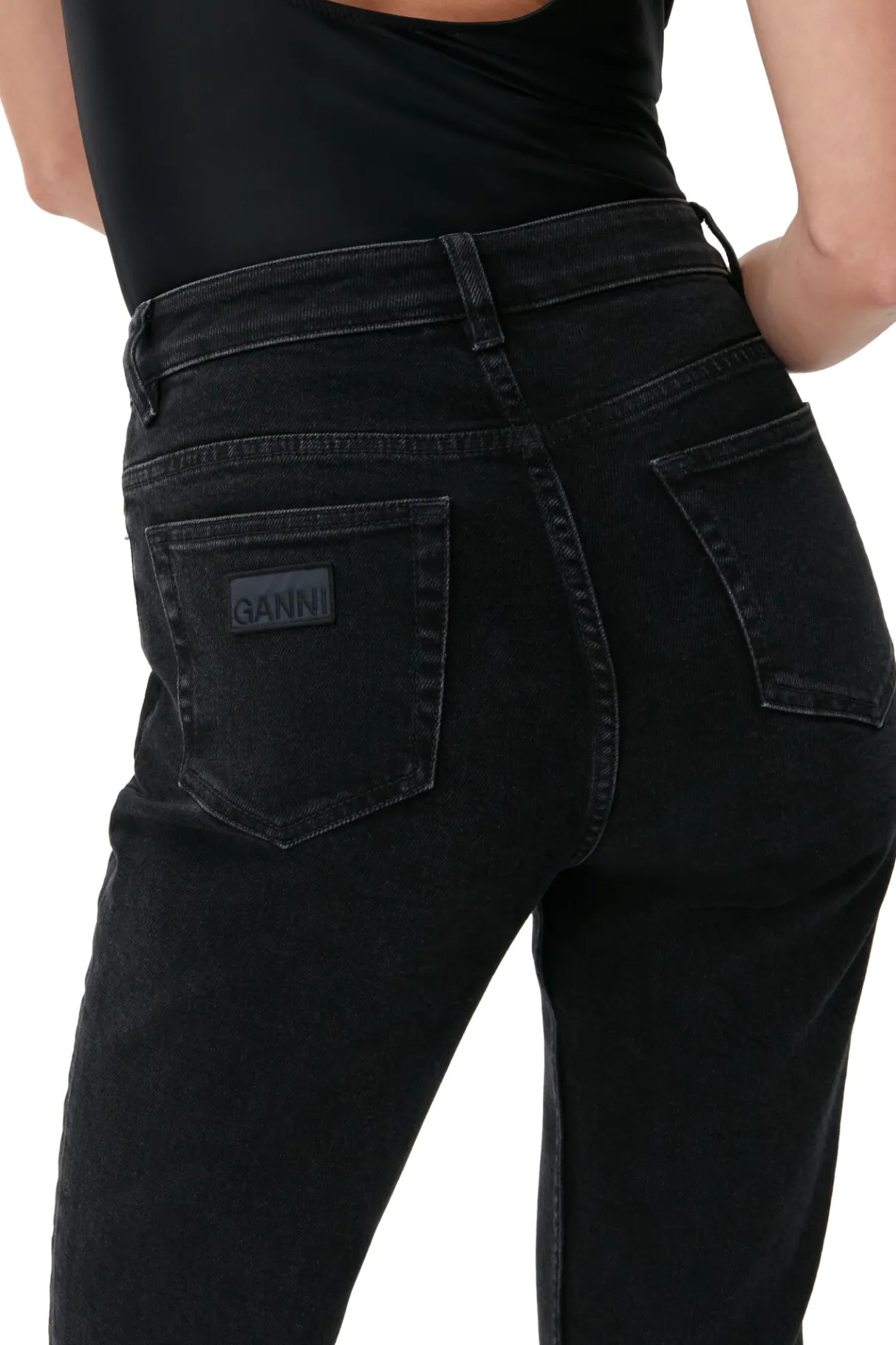 Sale GANNI Comfort Stretch Cutye Cropped Washed Black/Black