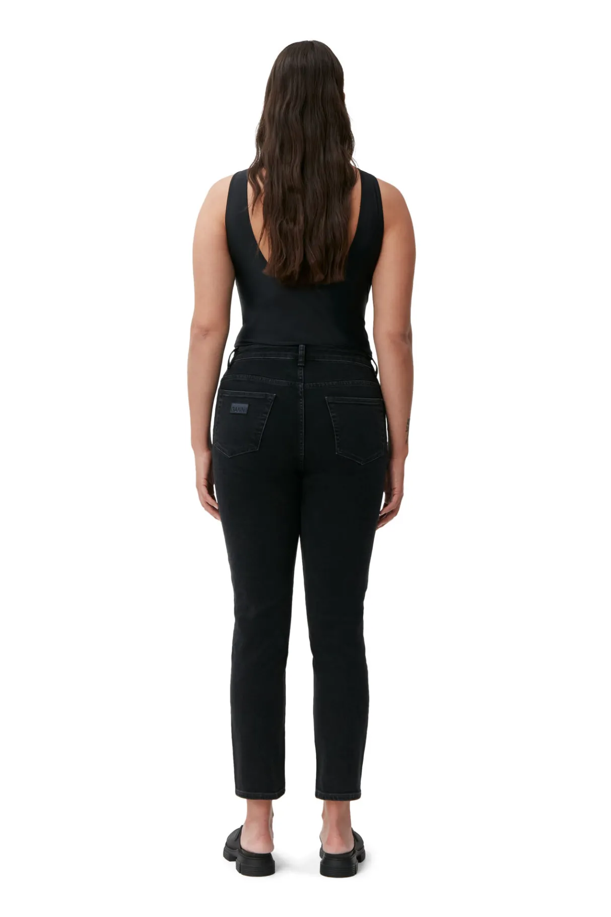 Sale GANNI Comfort Stretch Cutye Cropped Washed Black/Black