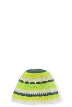 New GANNI Cotton Crochet Bucket Hat Tender Shoots
