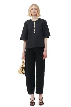 Hot GANNI Cotton Poplin Blouse Black