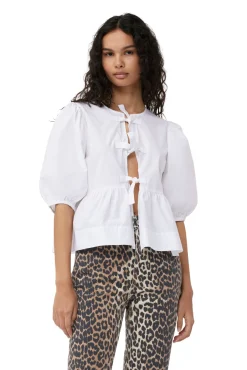 Fashion GANNI Cotton Poplin Blouse Bright White