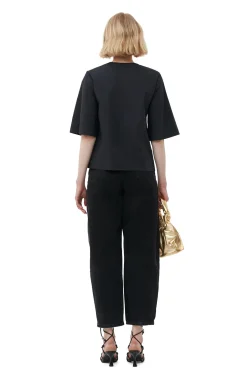 Hot GANNI Cotton Poplin Blouse Black