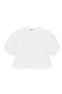 Fashion GANNI Cotton Poplin Blouse Bright White