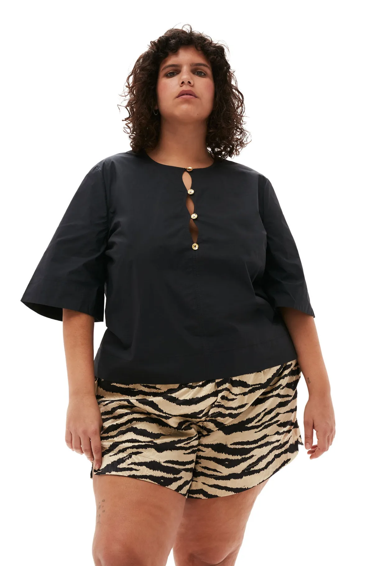 Hot GANNI Cotton Poplin Blouse Black