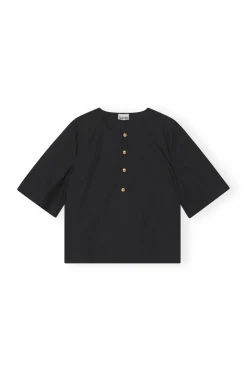 Hot GANNI Cotton Poplin Blouse Black