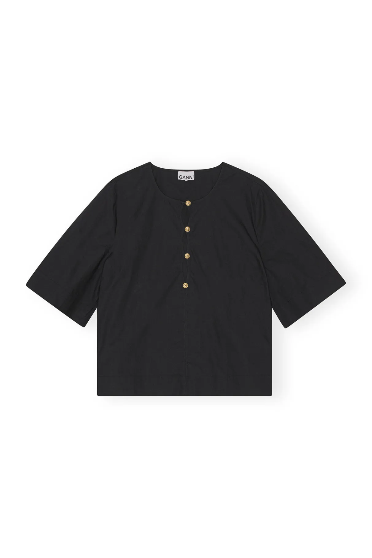Hot GANNI Cotton Poplin Blouse Black