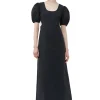 New GANNI Cotton Poplin Cutout Dress Black