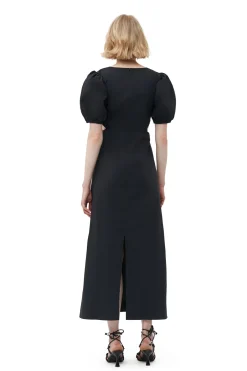 New GANNI Cotton Poplin Cutout Dress Black