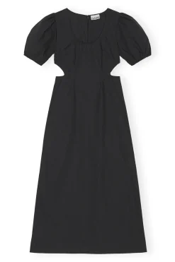New GANNI Cotton Poplin Cutout Dress Black