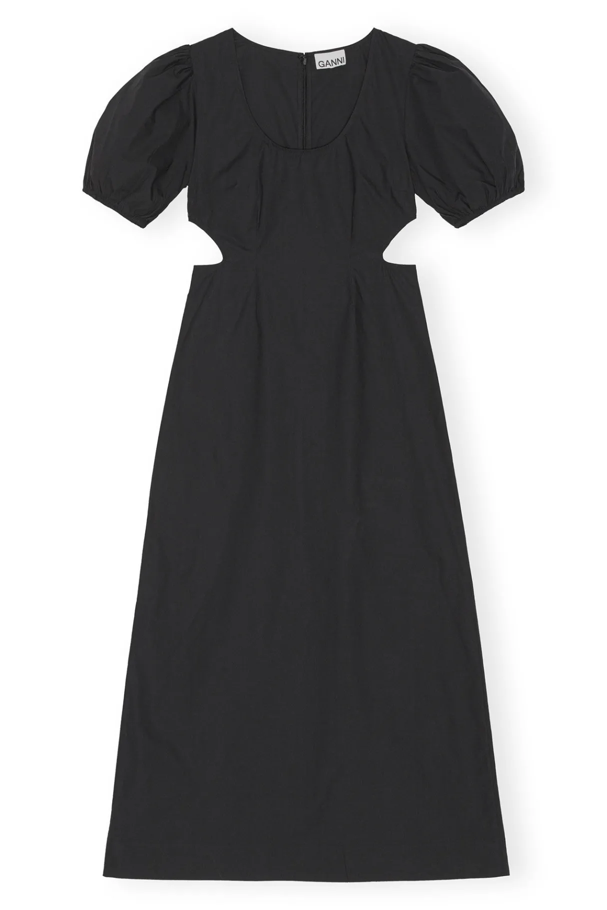 New GANNI Cotton Poplin Cutout Dress Black