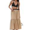 Online GANNI Cotton Poplin Maxi Flounce Skirt Curds And Whey