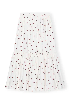 Best GANNI Cotton Poplin Maxi Flounce Skirt Egret