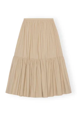 Online GANNI Cotton Poplin Maxi Flounce Skirt Curds And Whey