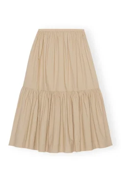 Online GANNI Cotton Poplin Maxi Flounce Skirt Curds And Whey