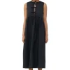 New GANNI Cotton Poplin Midi Dress Black