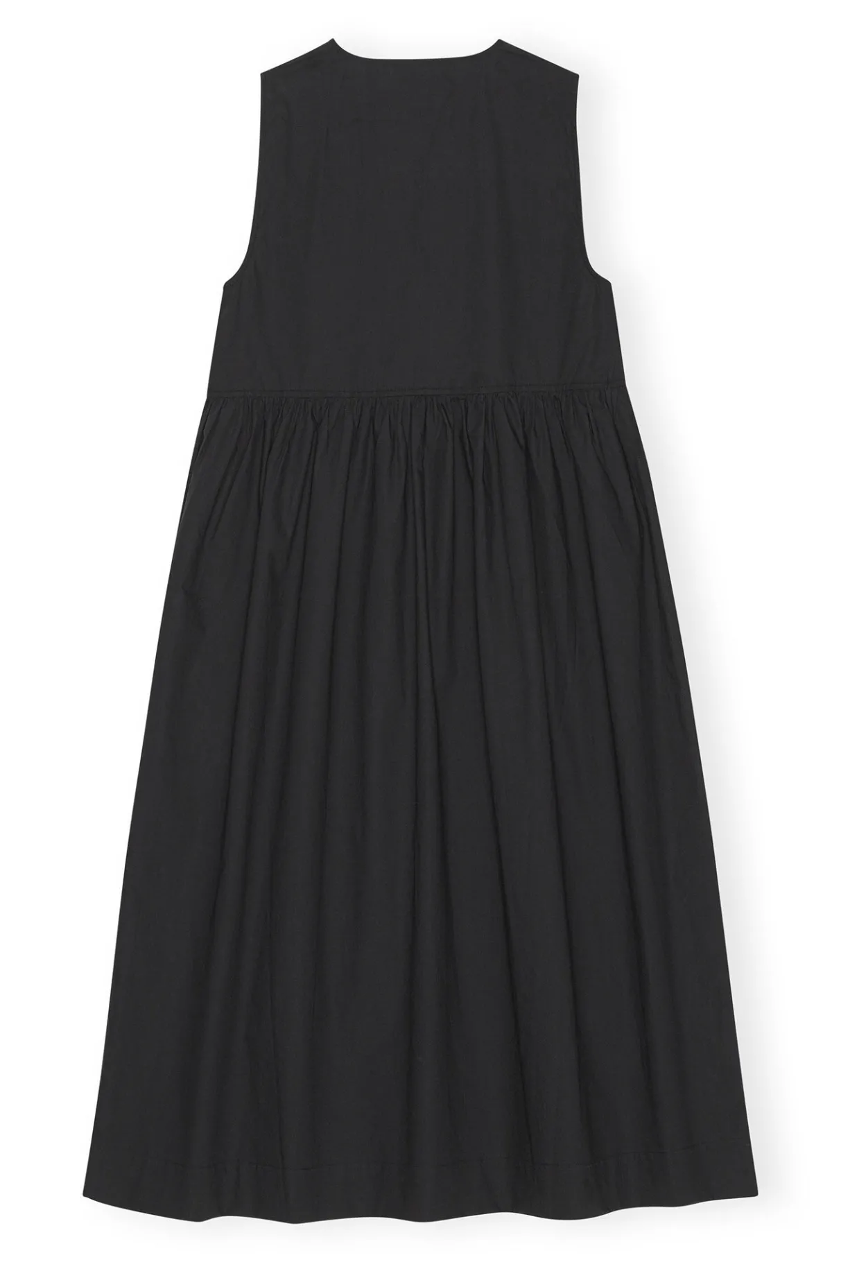 New GANNI Cotton Poplin Midi Dress Black