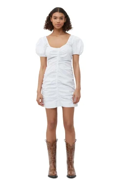 Flash Sale GANNI Cotton Poplin Mini Dress Bright White