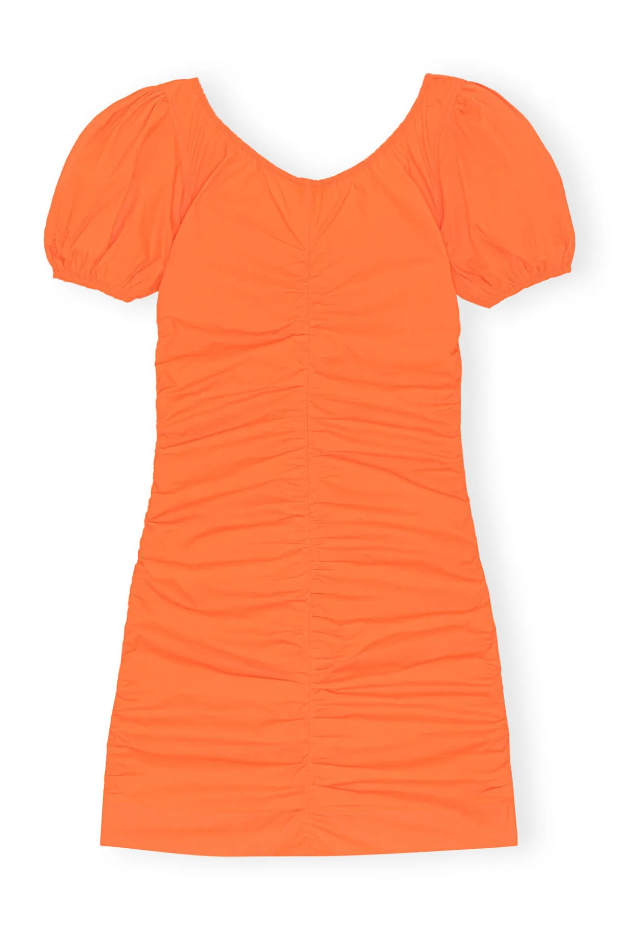 Shop GANNI Cotton Poplin Mini Dress Vibrant Orange