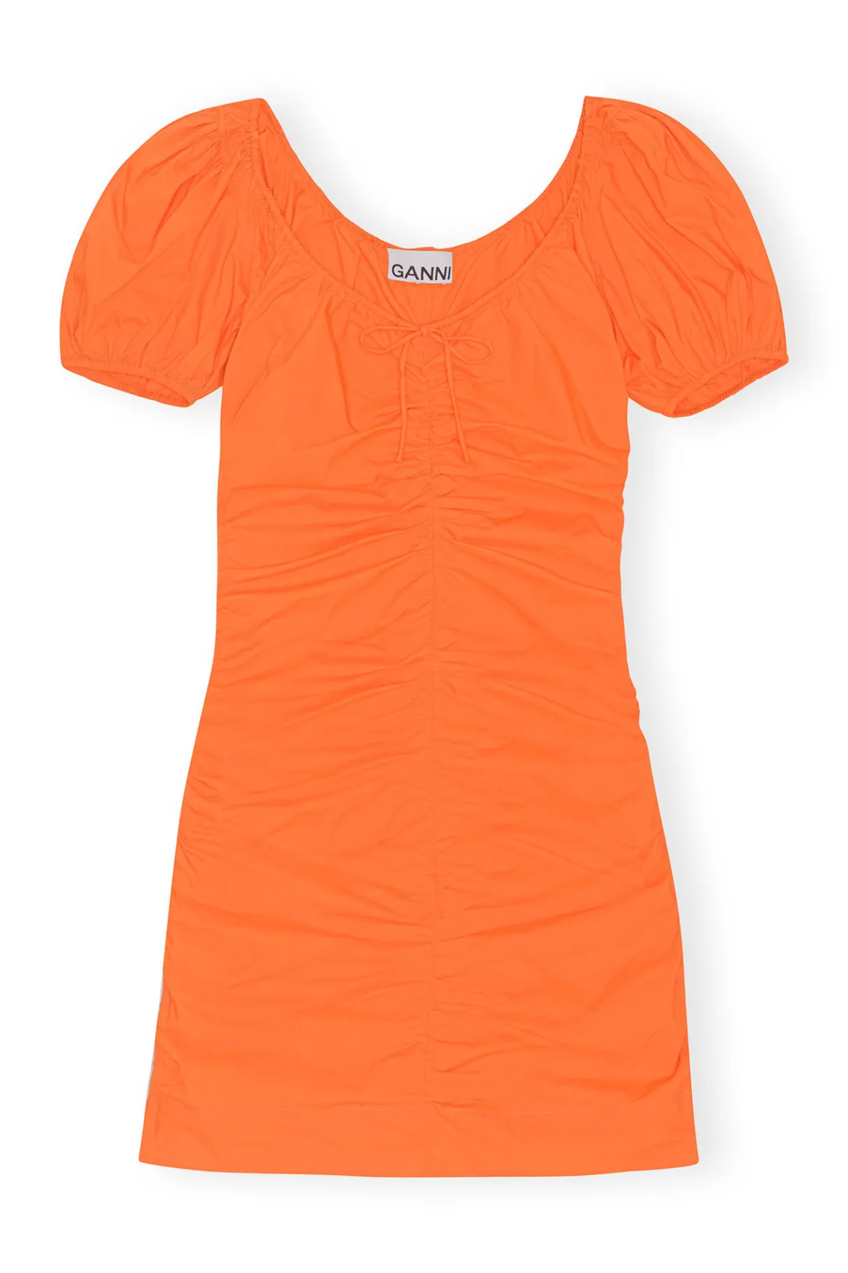Shop GANNI Cotton Poplin Mini Dress Vibrant Orange