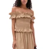 Best Sale GANNI Cotton Poplin Off-Shoulder Smock Top Curds And Whey
