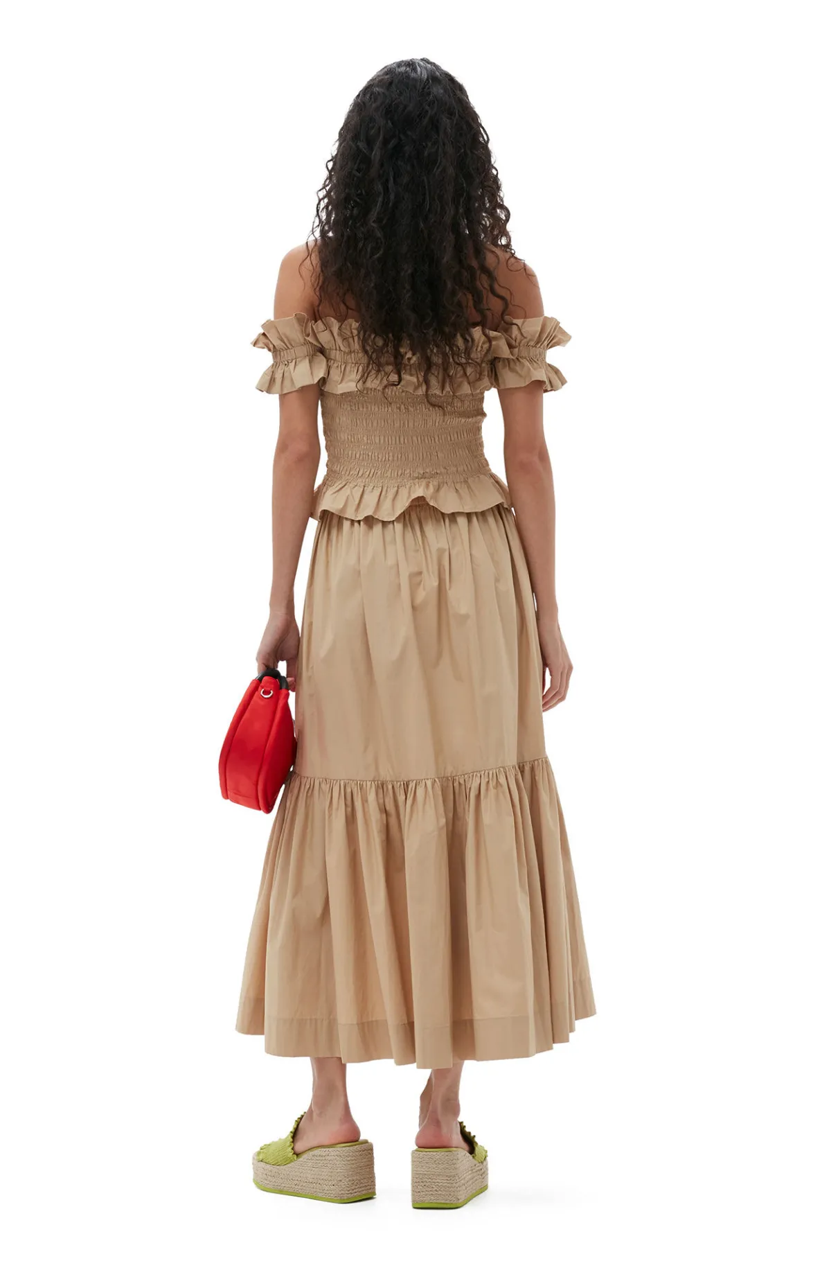 Best Sale GANNI Cotton Poplin Off-Shoulder Smock Top Curds And Whey