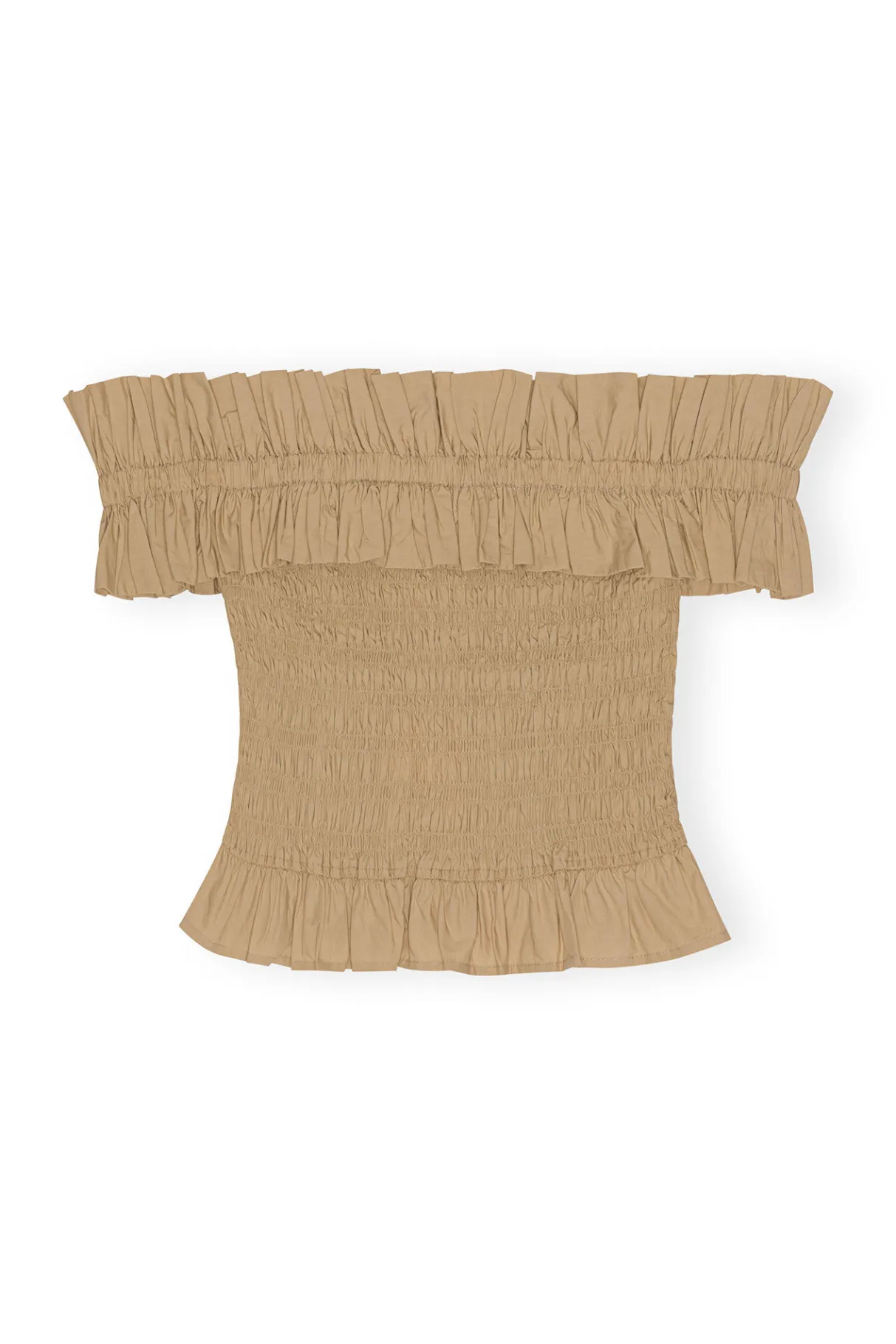 Best Sale GANNI Cotton Poplin Off-Shoulder Smock Top Curds And Whey