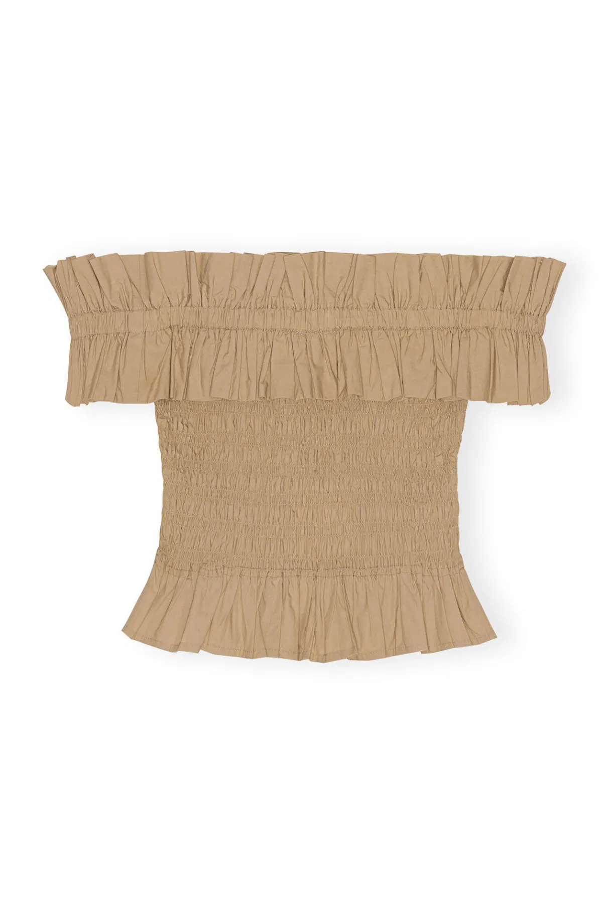 Best Sale GANNI Cotton Poplin Off-Shoulder Smock Top Curds And Whey