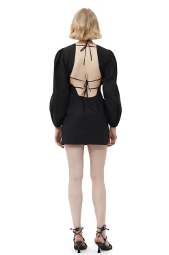 Flash Sale GANNI Cotton Poplin Open Back Mini Dress Black
