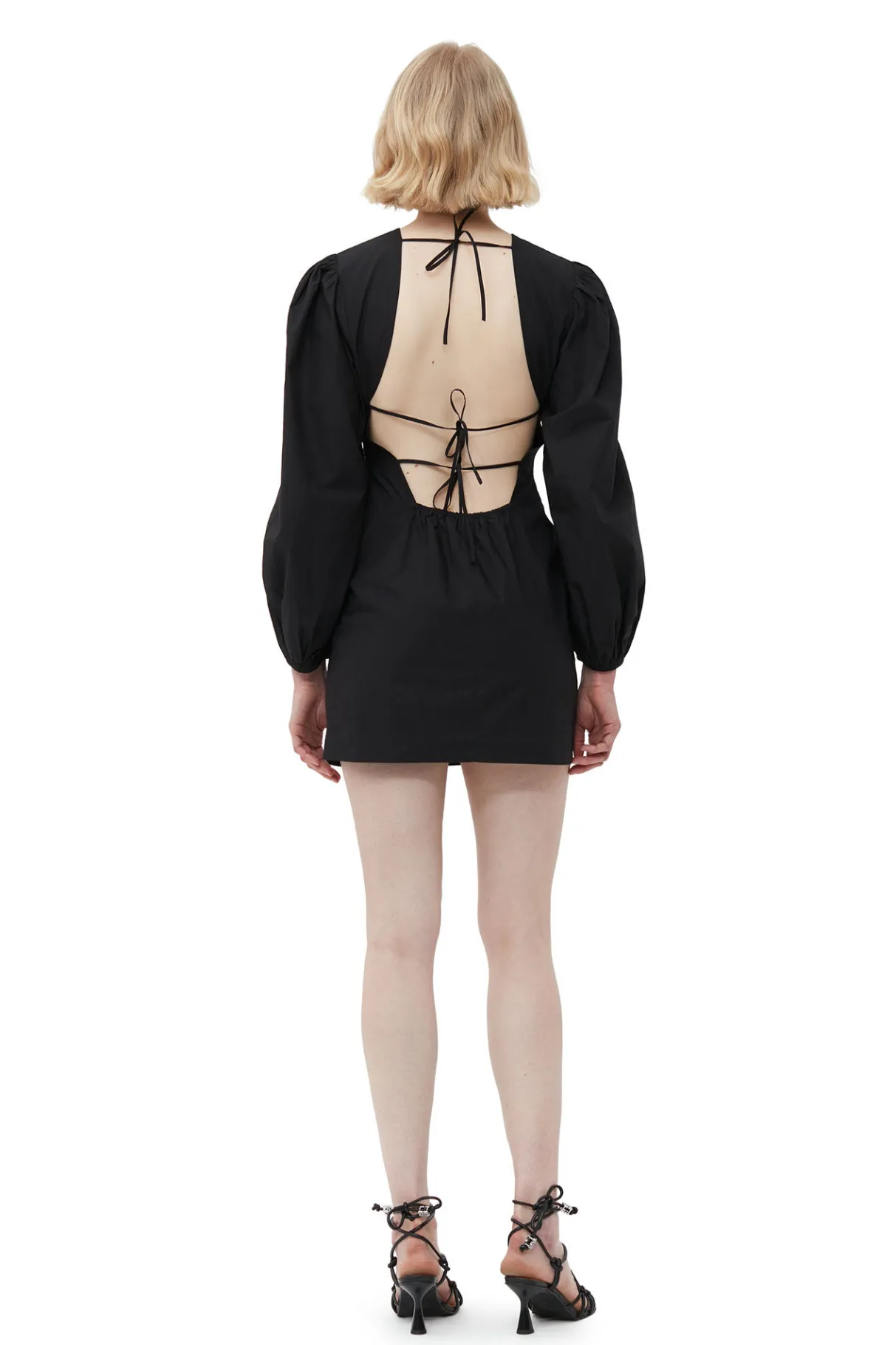 Flash Sale GANNI Cotton Poplin Open Back Mini Dress Black