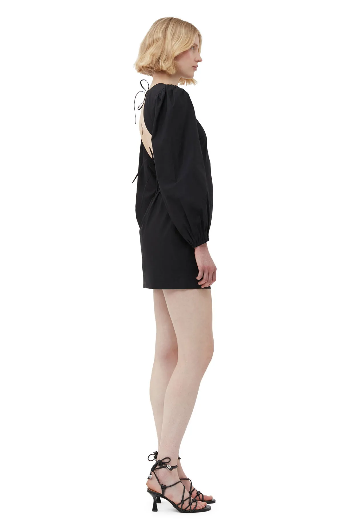 Flash Sale GANNI Cotton Poplin Open Back Mini Dress Black