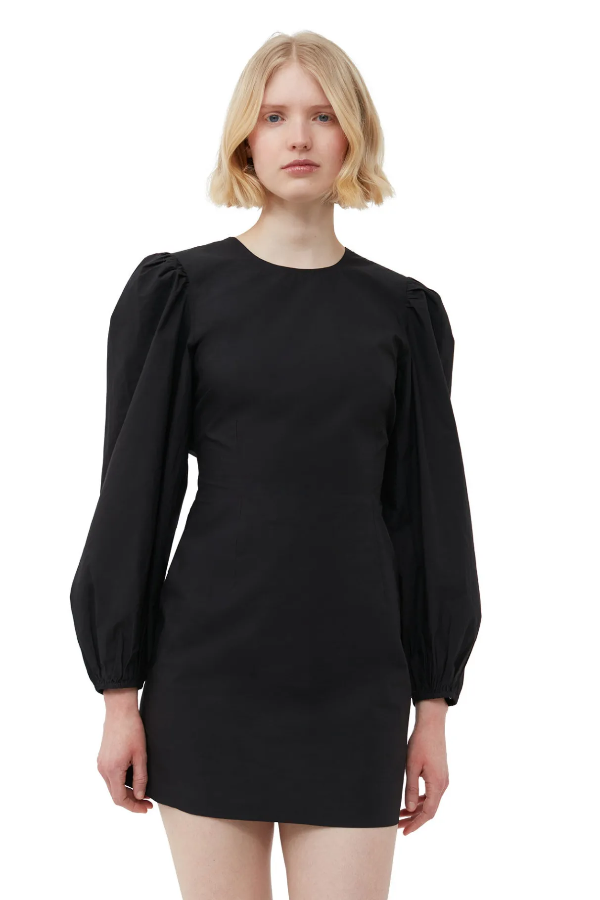 Flash Sale GANNI Cotton Poplin Open Back Mini Dress Black