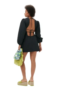 Flash Sale GANNI Cotton Poplin Open Back Mini Dress Black