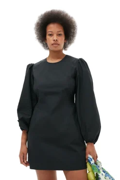 Flash Sale GANNI Cotton Poplin Open Back Mini Dress Black