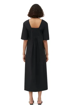 Outlet GANNI Cotton Poplin Open-Neck Maxi Dress Black
