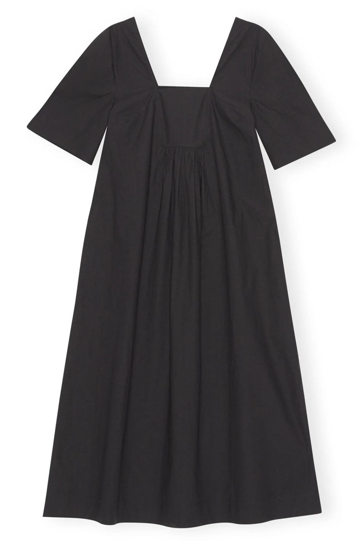 Outlet GANNI Cotton Poplin Open-Neck Maxi Dress Black