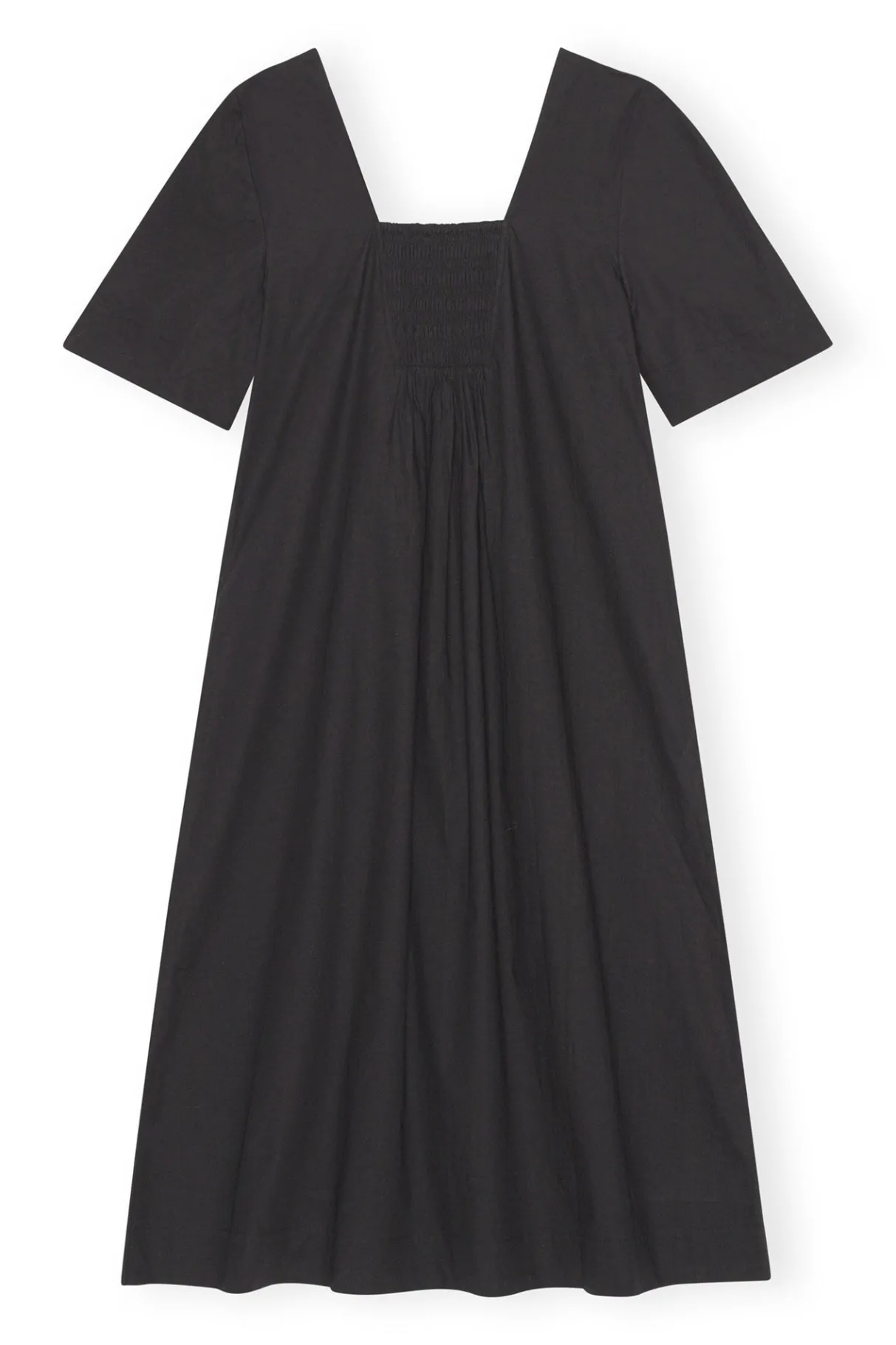 Outlet GANNI Cotton Poplin Open-Neck Maxi Dress Black