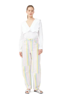 Flash Sale GANNI Cotton Poplin Rhythm Collar Blouse Bright White