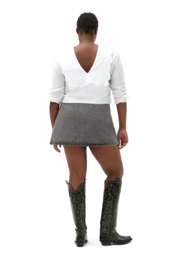 Flash Sale GANNI Cotton Poplin Rhythm Collar Blouse Bright White