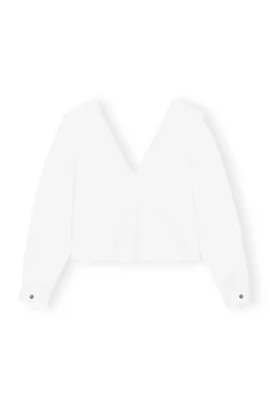 Flash Sale GANNI Cotton Poplin Rhythm Collar Blouse Bright White
