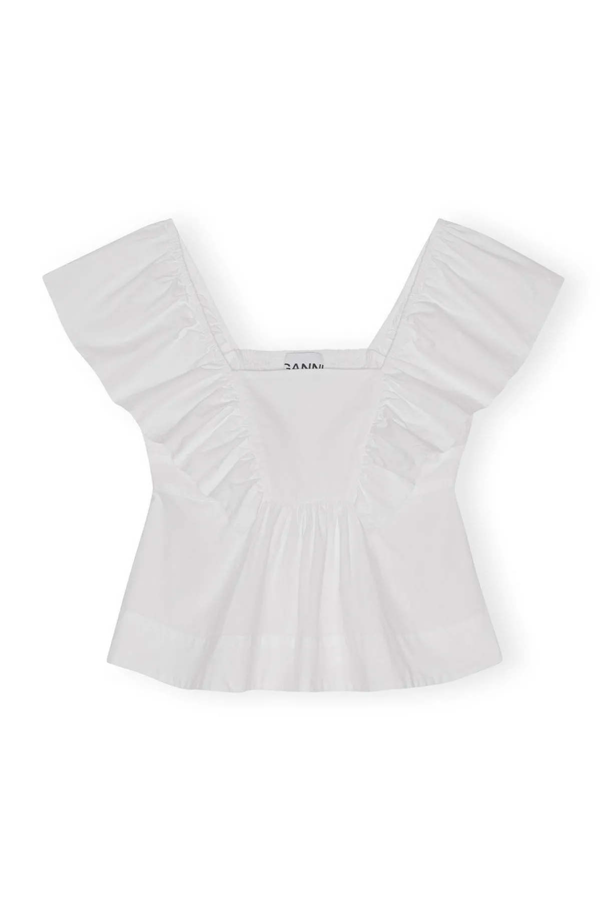 Online GANNI Cotton Poplin Ruffle Blouse Bright White