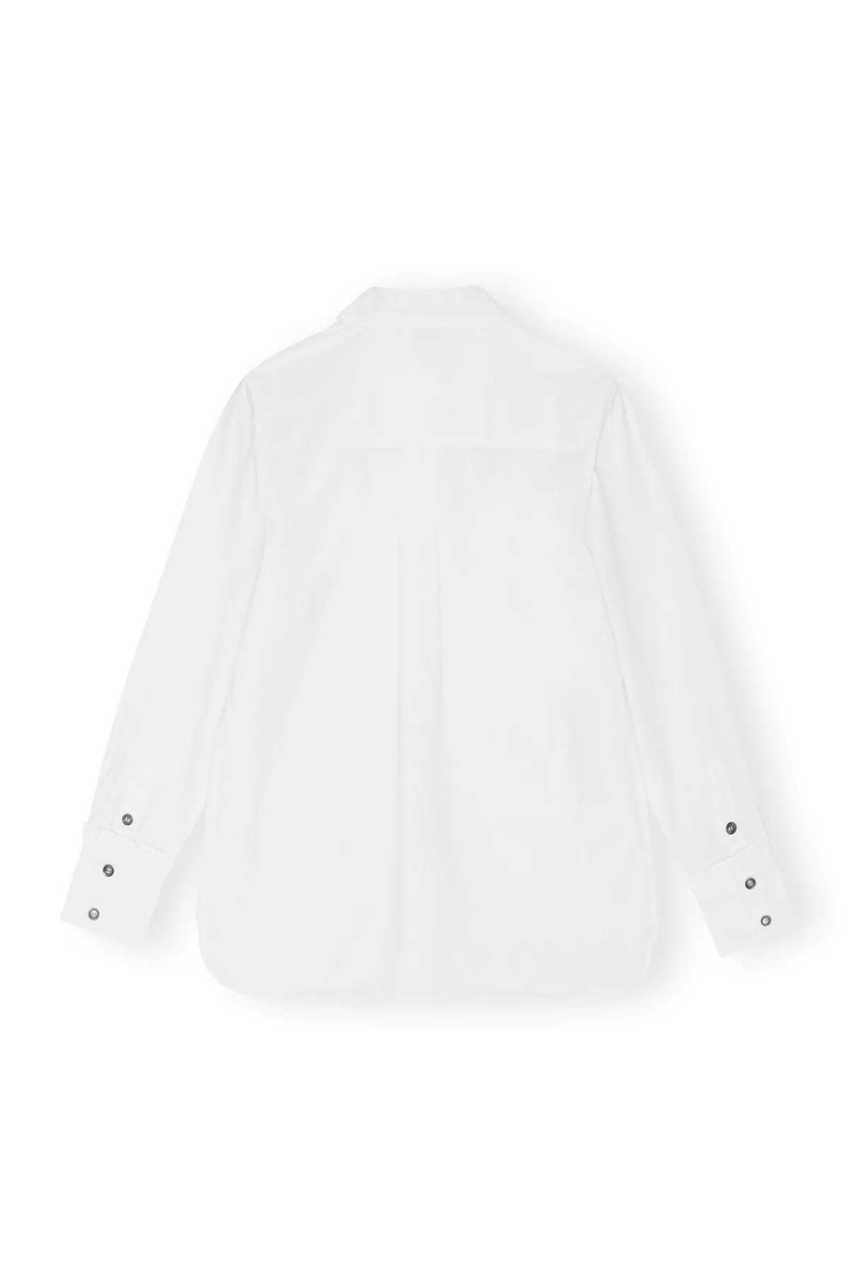 Shop GANNI Cotton Poplin Ruffle Shirt Bright White