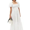 Cheap GANNI Cotton Poplin Smock Maxi Dress Bright White