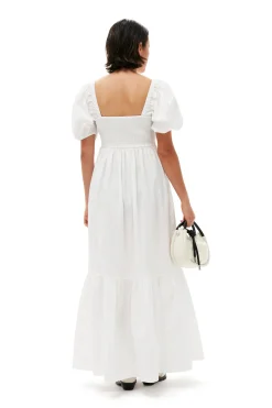 Cheap GANNI Cotton Poplin Smock Maxi Dress Bright White
