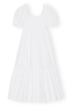 Cheap GANNI Cotton Poplin Smock Maxi Dress Bright White