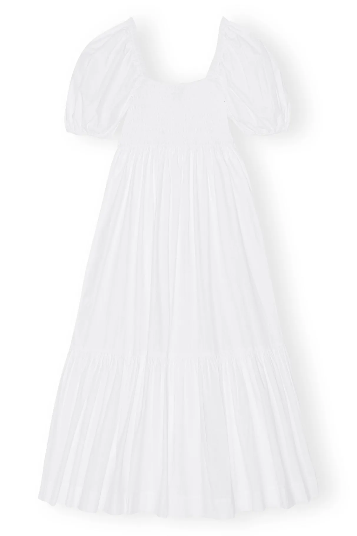 Cheap GANNI Cotton Poplin Smock Maxi Dress Bright White